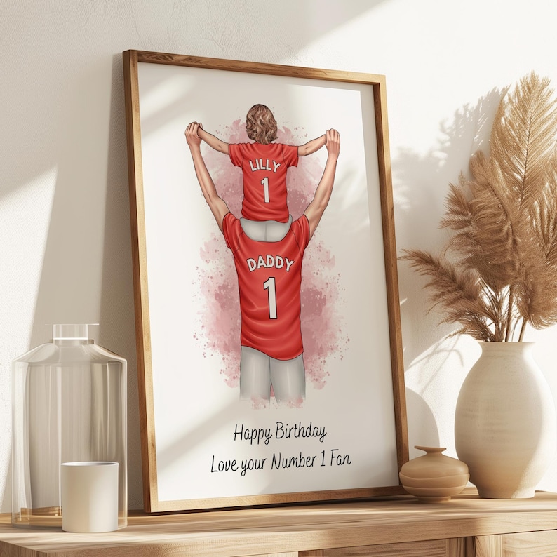 Dad Birthday Gift From Daughter, Custom Football Print, Personalised Football Gift For Daddy, Dad and Me Football Print, Daddy Birthday Gift image 1