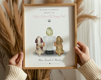 Personalised Dog Owner Gift, Pet and Owner Print, Best Dog Mum Gift, Family Pet Portrait, Fur Mama Gifts, Gifts For Dog Lovers