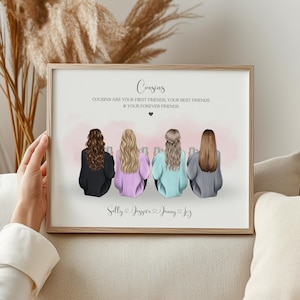 Impression personnalisée cousins, cadeau cousins, impression personnalisée cousins, cadeau d'anniversaire cousins, cadeau de Noël cousins, cadeaux pour elle, cadeau cousin