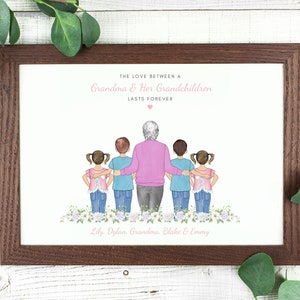 Personalised Grandma And Grandchildren Print, Grandparent Family Print, Personalized Grandparent Wall Art, Family Gift, Family Prints