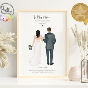 Personalised Gift For The Bride From The Groom, Bride Gifts, Bride And Groom Keepsake, Bride And Groom Print, Newly Wed Gifts, Wedding Gifts