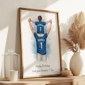 Dad Birthday Gift From Son, Custom Football Print, Football Gift For Daddy, Father and Son Print, Daddy and Me Personalised Football Print image 1