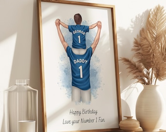 Dad Birthday Gift From Son, Custom Football Print, Football Gift For Daddy, Father and Son Print, Daddy and Me Personalised Football Print