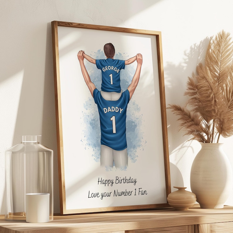 Dad Birthday Gift From Son, Custom Football Print, Football Gift For Daddy, Father and Son Print, Daddy and Me Personalised Football Print image 1
