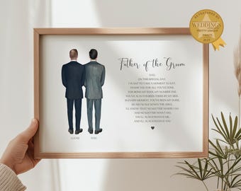 Regalo para el padre del novio, lámina personalizada para el padre del novio, regalos para el padre del novio