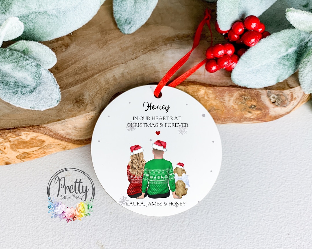 Pet Memorial Christmas Bauble Personalised Couple and Dog Etsy Ireland