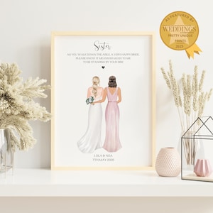 Wedding Gift To Sister, Sister Wedding Gifts, Sister Wedding Prints, Sibling Wedding Gift, Best Friend Wedding Gift, Custom Wedding Print Q3