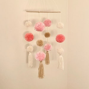 Pom Pom Mobile - Pinks, Cream, and Tan
