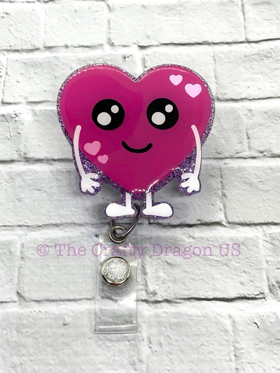 Interchangeable Badge Reel Cute Heart Person 