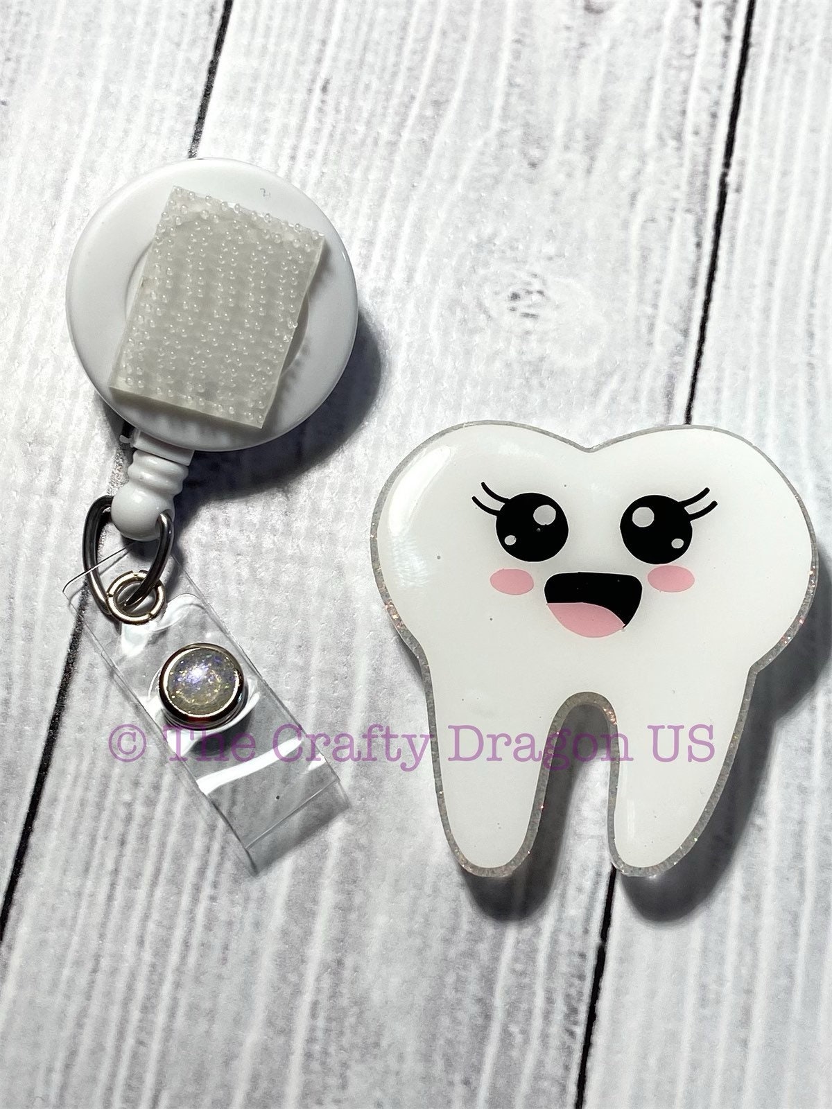 Interchangeable Badge Reel Cute Tooth for Dentist, Dental Hygienist 
