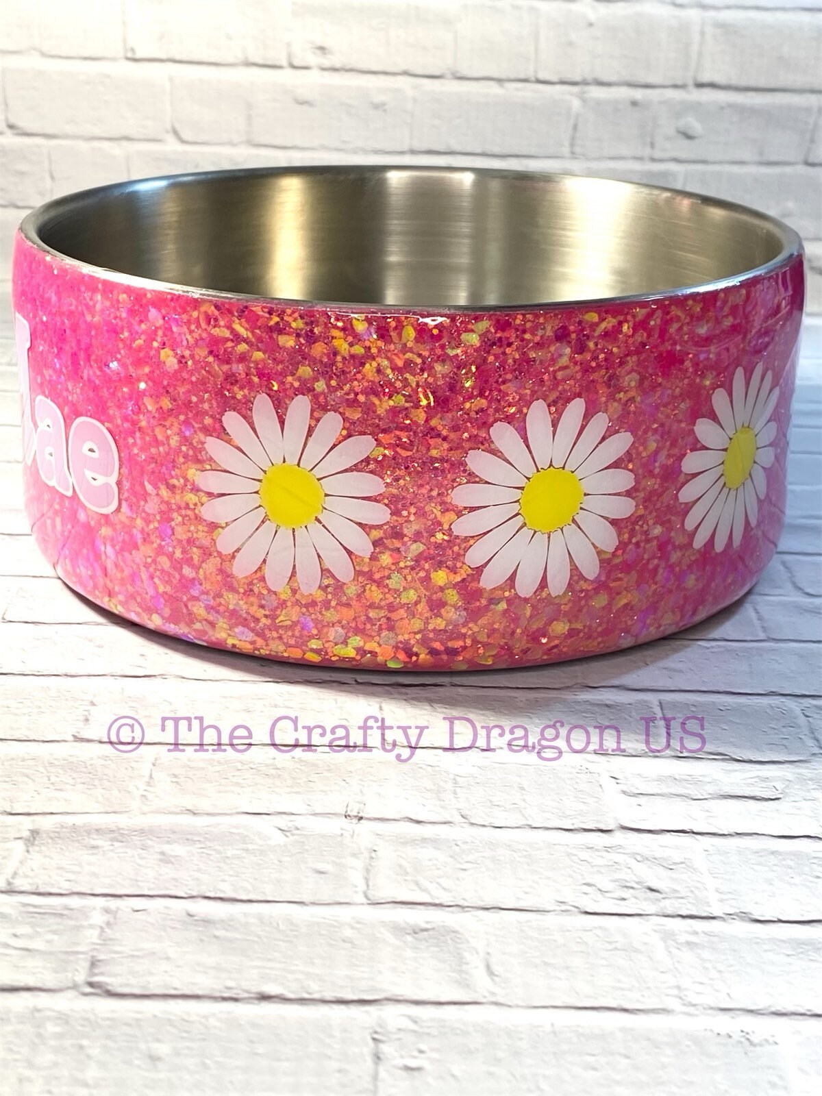 Pink and Daisy Dog Bowl Cat Bowl Etsy