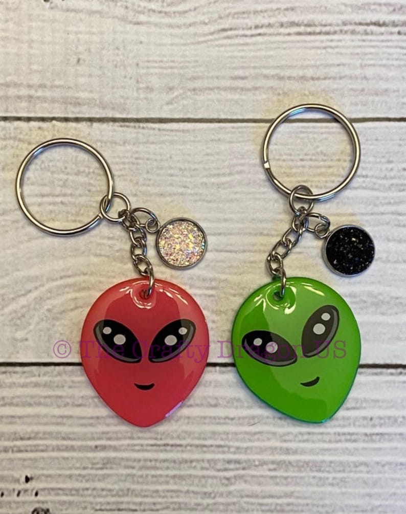 Glow in the Dark Alien Keychain Etsy