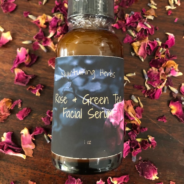 Lightweight Botanical Facial Serum, Rose, Green Tea, Aloe Facial Serum, lightweight facial cream, organic botanical facial lotion