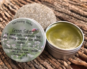 Green Salve, Herbal skin salve, Botanical skin salve