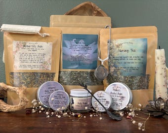 Coffret New Mama : soins personnels post-partum, baumes et thés à base de plantes