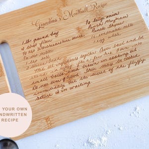 Engraved Handwritten Recipe Cutting Board Personalized Kitchen Gift Family Recipe Keepsake Custom Cutting Board Gift  Wedding Present Idea