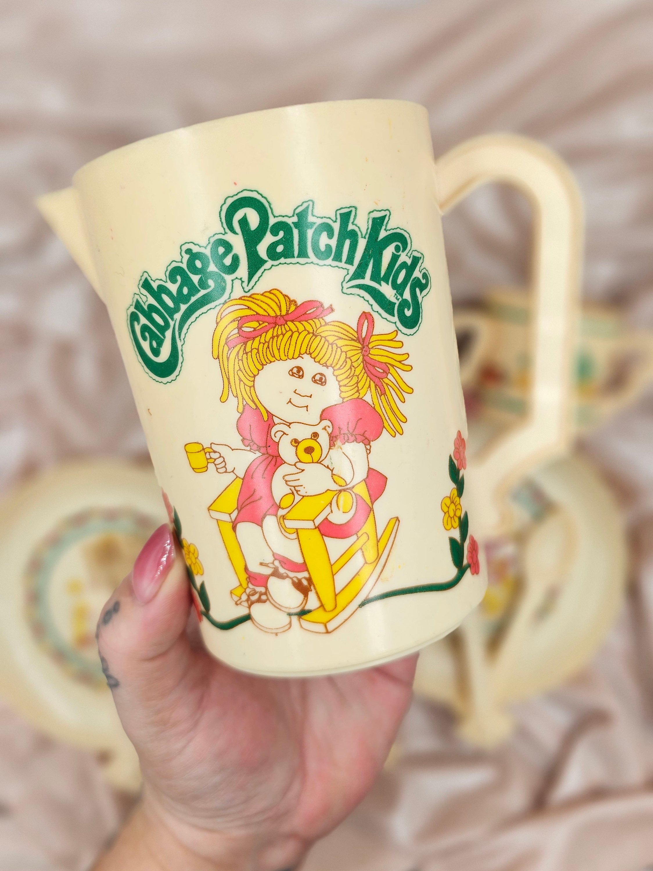 Vintage Cabbage Patch Kids Plastic Tea Set, Dinnerware, 1984