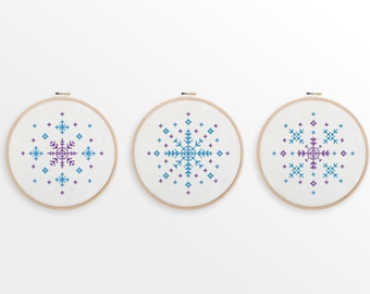 Snowflake Collection | 3x Modern Cross Stitch Patterns - Winter, Christmas, Festive, Holidays | Instant Download