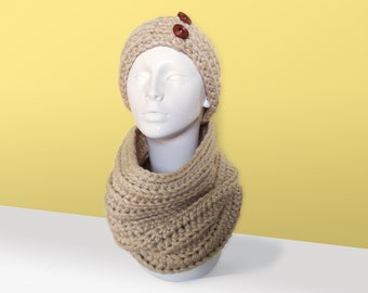 Chunky Crochet Cowl & Earwarmer Set // Handmade Headband // Cowl Scarf