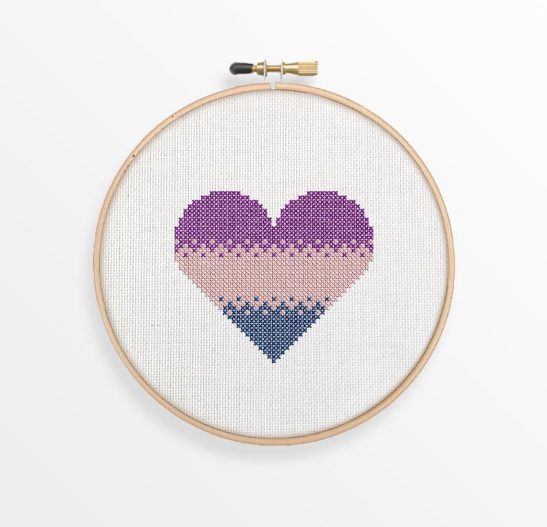 Pixel Valentine Cross Stitch Pattern  Modern Xstitch Instant image 1