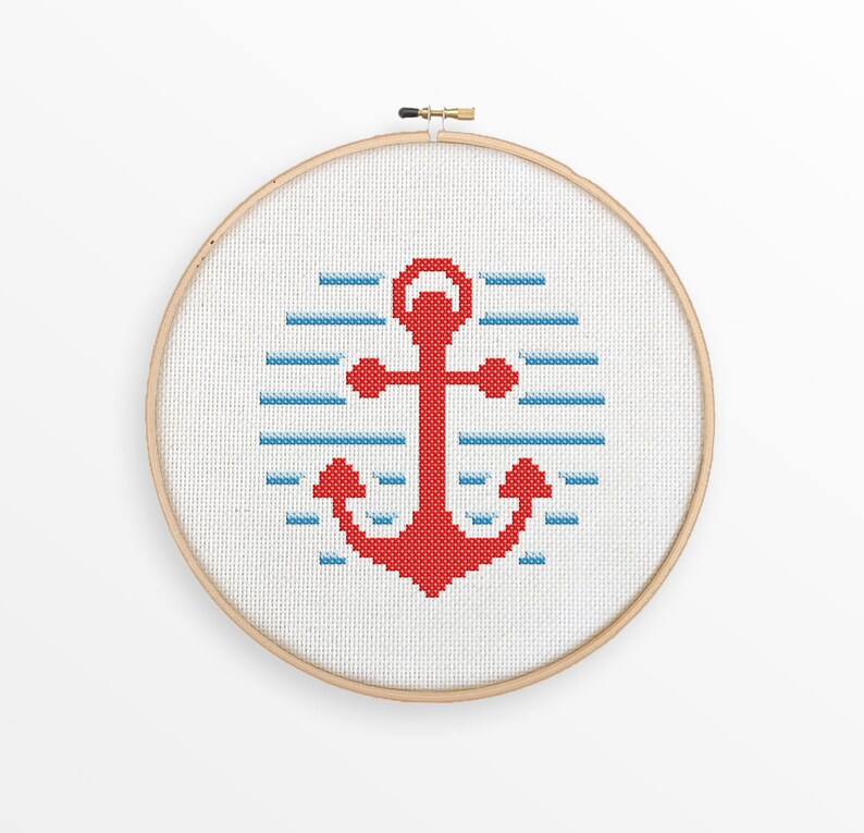 Anchor  Nautical Cross Stitch Pattern  Modern Xstitch image 1
