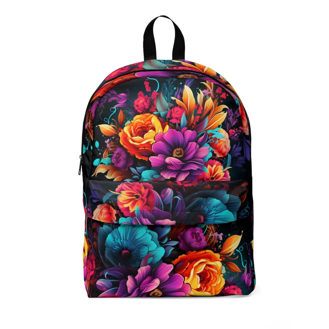Flower Colorful Backpack Purple Rain Flowers Unisex Classic Backpack - Etsy