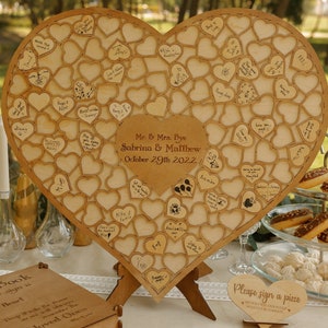 Libro degli ospiti personalizzato a forma di cuore in legno, puzzle in legno a forma di cuore, libro degli ospiti alternativo