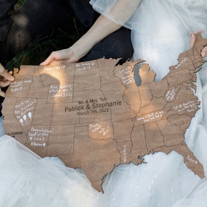 Livre d'or en forme des États-Unis, alternative au livre d'or de mariage, décoration de mariage rustique - DoAWedding