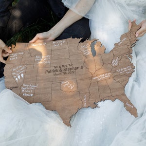 USA Guest Book Wooden Map puzzle Meaningful gift for best friend Wooden map of the united states Large guest book alternative image 5