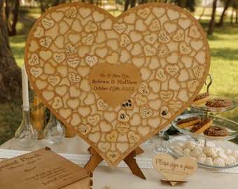 Personalized Wood Heart Guestbook Puzzle, Custom Heart Shaped Guest Book Wood Puzzle, Alternative Wedding Guest Books