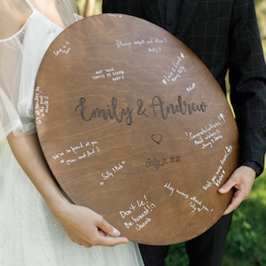 Wedding signs wood circle Custom guest book Rustic guest book alternative Wooden wedding guest book sign Round guest book alternative