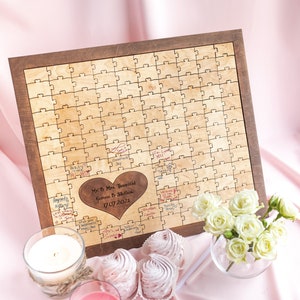 Wood Guest Book Alternative Wedding Guest Book Custom Puzzle Guest Book Wedding Guestbook