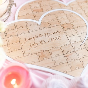 Unique Wedding Guest Book Alternative, Wedding Guestbook Last Name Sign Wedding Date Family Name Wood Sign, Wood Wedding Puzzle Guest Book