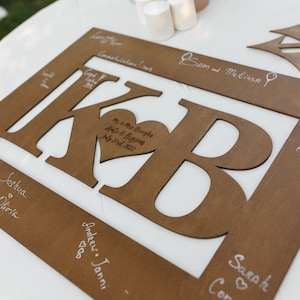 Wedding guest book alternative letter, Wedding guest book personalised, Wooden monogram letters
