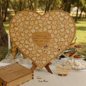 Personalized Wood Heart Guestbook Puzzle, Custom Heart Shaped Guest Book Wood Puzzle, Alternative Wedding Guest Books