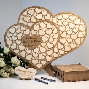 Heart Wedding Guest Book, Guest Book Alternative (Wood), Wedding Guest Book