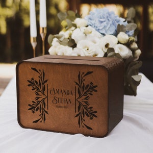 Boîte pour cartes de mariage | Boîte à cartes unique personnalisée | Boîte à cartes pour mariage | Boîte à cartes moderne en bois | Cadeau personnalisé | Boîte avec fente