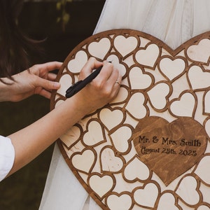 Personalized guestbook stand, Wooden heart guestbook sign, Wedding rustic guestbook, Bridal shower sign, Engagement party decor