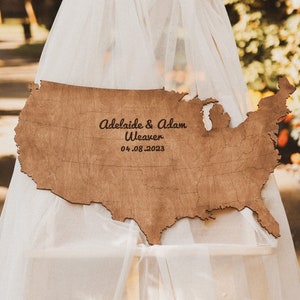 USA wedding guestbook, Wooden USA stand, Guestbook alternative, Wedding name sign, Family last sign, Wedding guestbook stand immagine 2