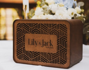 Wedding card box, Personalized card box, Wooden envelope box, Unique wedding gift, Anniversary gift, Wedding advice card box