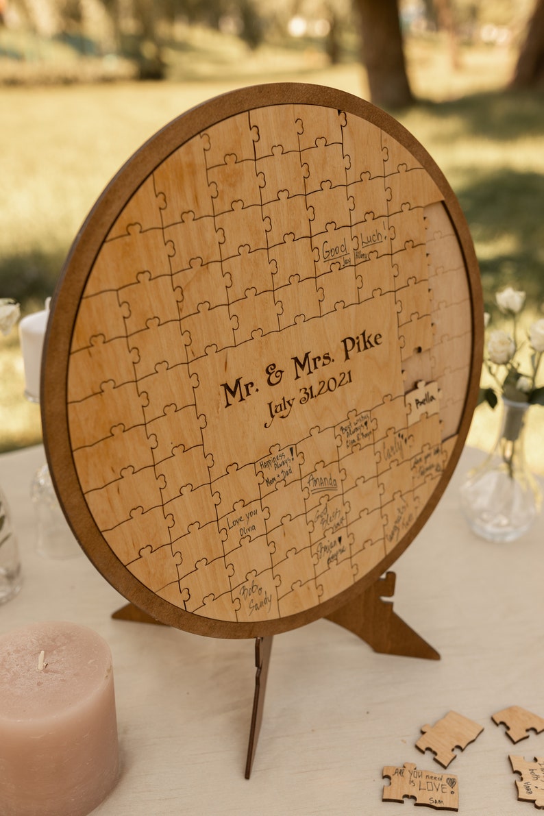 Wedding guestbook alternative, Rustic wedding guestbook, Modern guestbook, Wedding venue decor, Guestbook wedding sign, Puzzle guestbook image 3