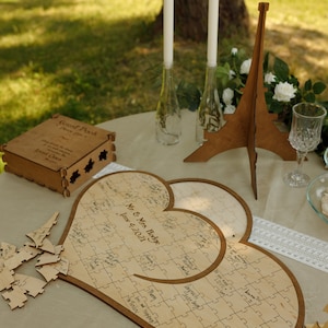 Enseigne alternative en bois pour livre d'or de mariage, livre d'or puzzle personnalisé, enseignes en bois livre d'or rustique, livre d'or en bois, décoration de mariage image 3