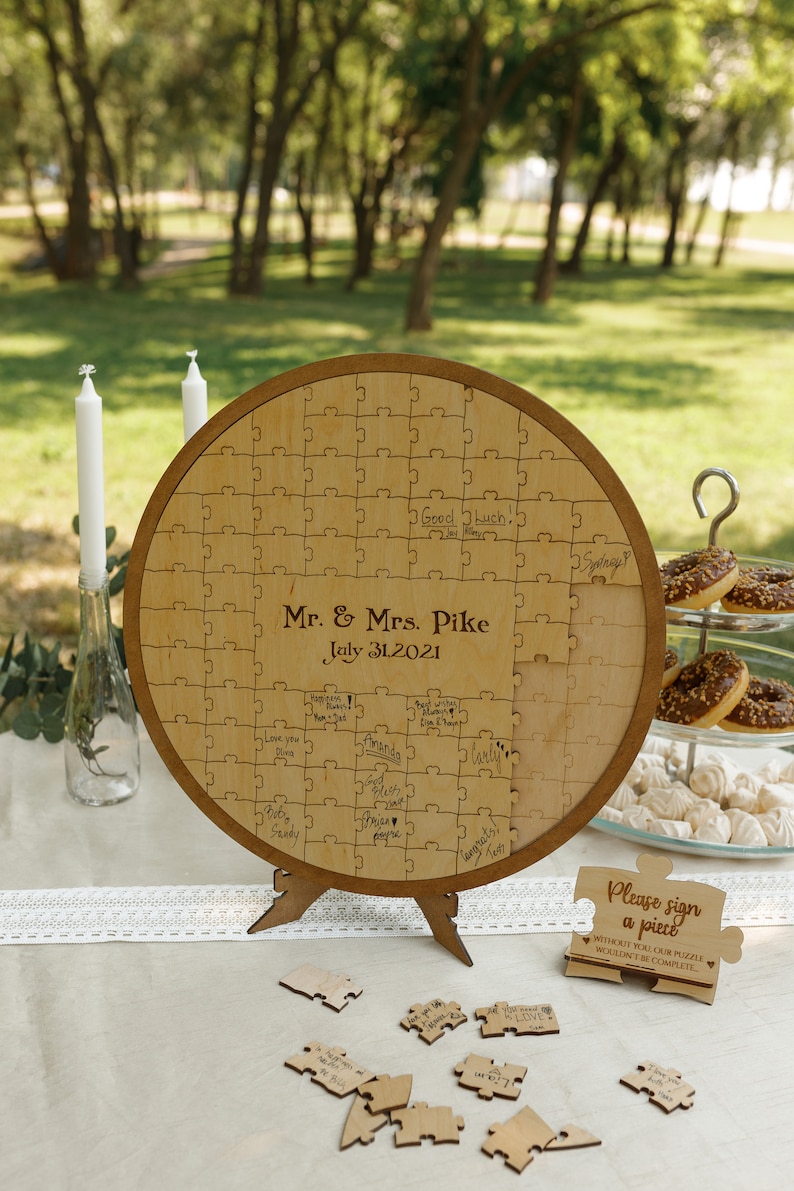 Wedding guestbook alternative, Rustic wedding guestbook, Modern guestbook, Wedding venue decor, Guestbook wedding sign, Puzzle guestbook image 5