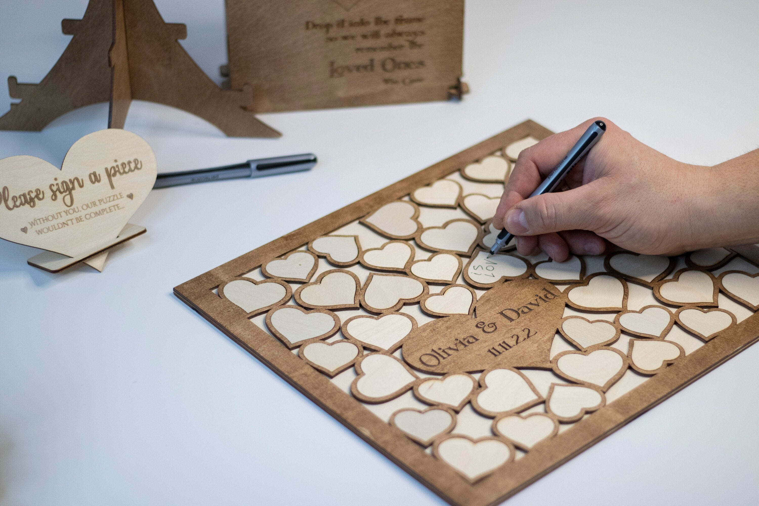 Square Wooden Puzzle Guestbook