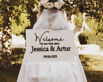 Wedding welcome sign, Unique wedding stand, Personalized welcome sign, Welcome engagement party sign, Modern wedding welcome sign