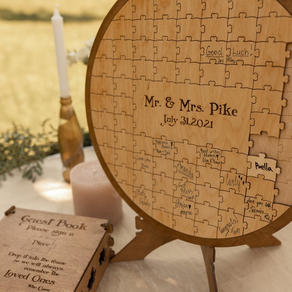 Wedding guestbook alternative, Rustic wedding guestbook, Modern guestbook, Wedding venue decor, Guestbook wedding sign, Puzzle guestbook