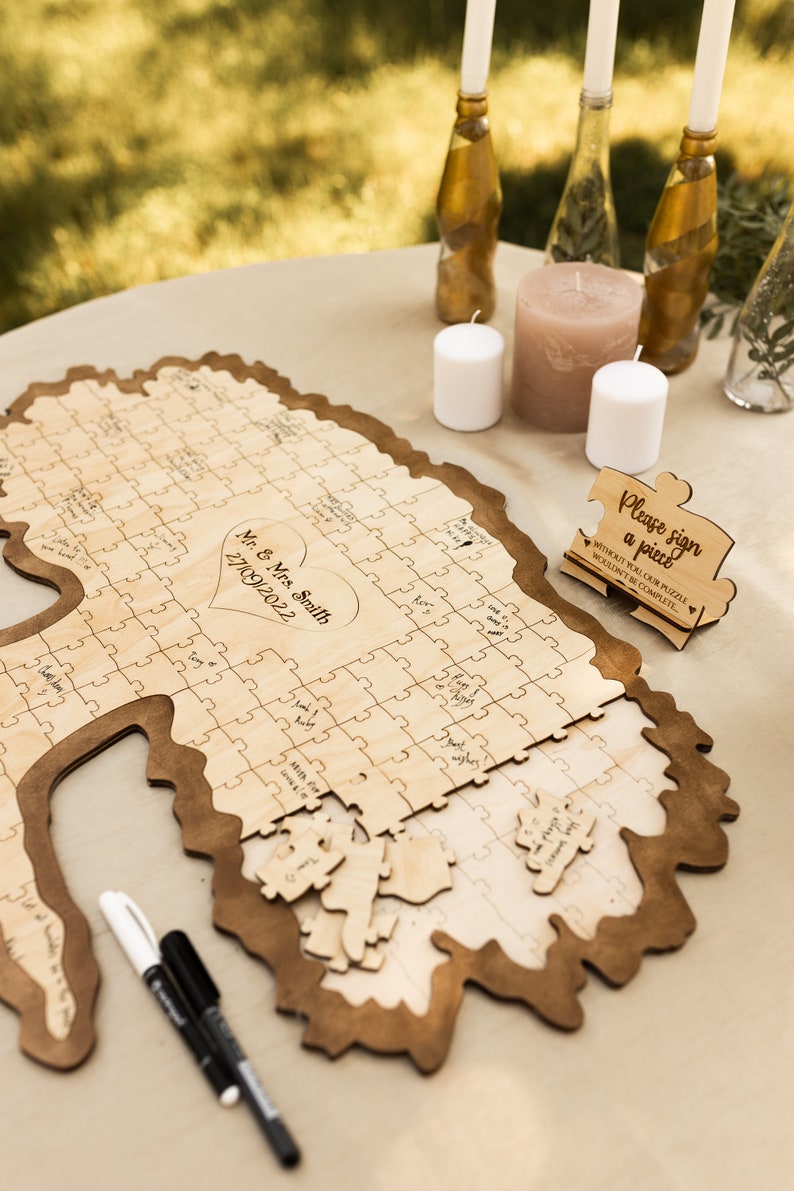 Wedding tree guest book alternative Tree puzzle guest book Custom guest book sign Guest book puzzle for wedding image 5