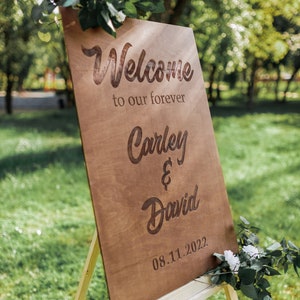 Wedding Welcome Sign, Wedding Sign, Welcome To Our Wedding Sign, Wedding Board Vertical Welcome Engagement Party Sign DoAWedding image 2