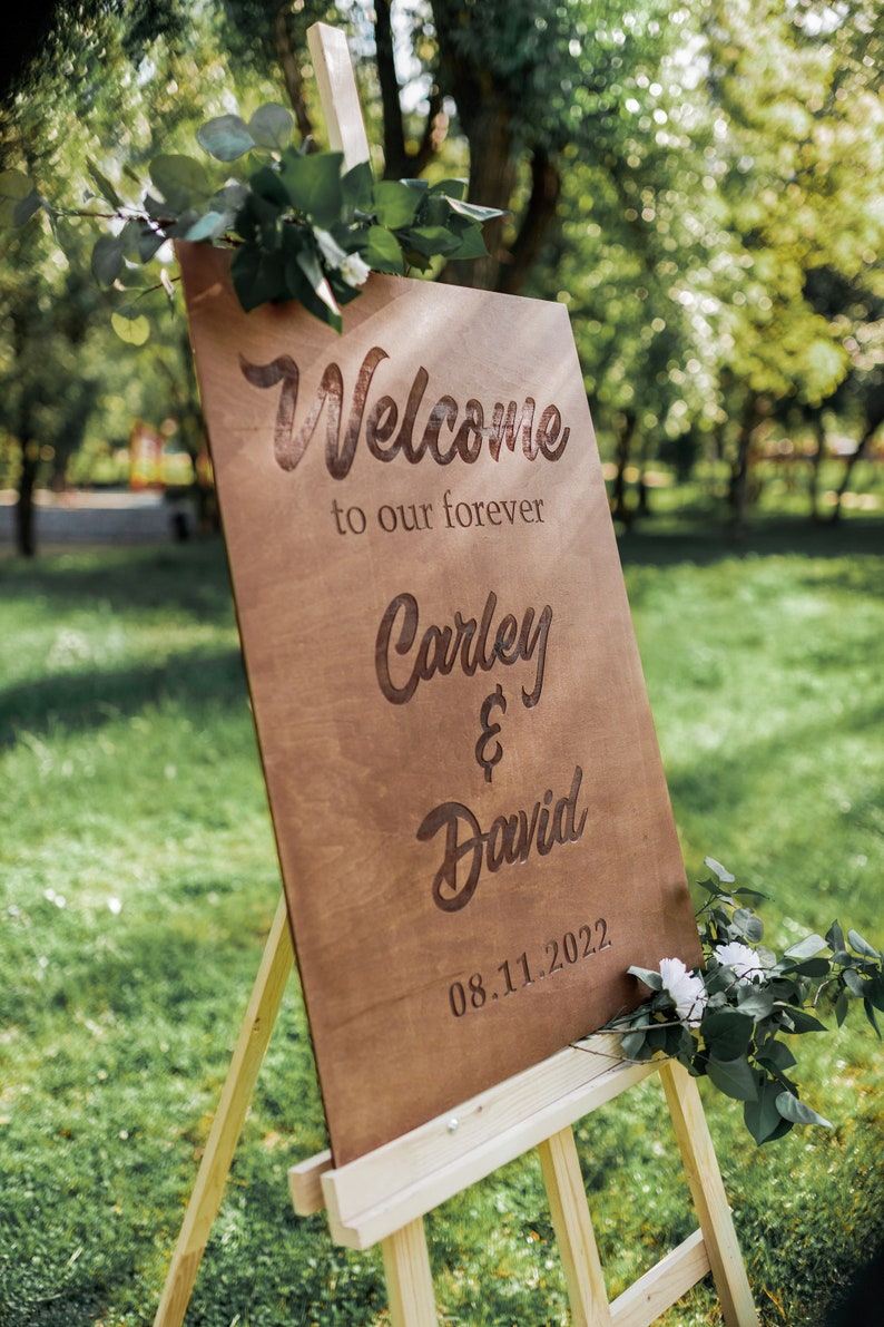 Wedding Welcome Sign, Wedding Sign, Welcome To Our Wedding Sign, Wedding Board Vertical Welcome Engagement Party Sign DoAWedding image 2