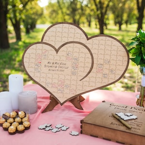 Enseigne alternative en bois pour livre d'or de mariage, livre d'or puzzle personnalisé, enseignes en bois livre d'or rustique, livre d'or en bois, décoration de mariage image 2